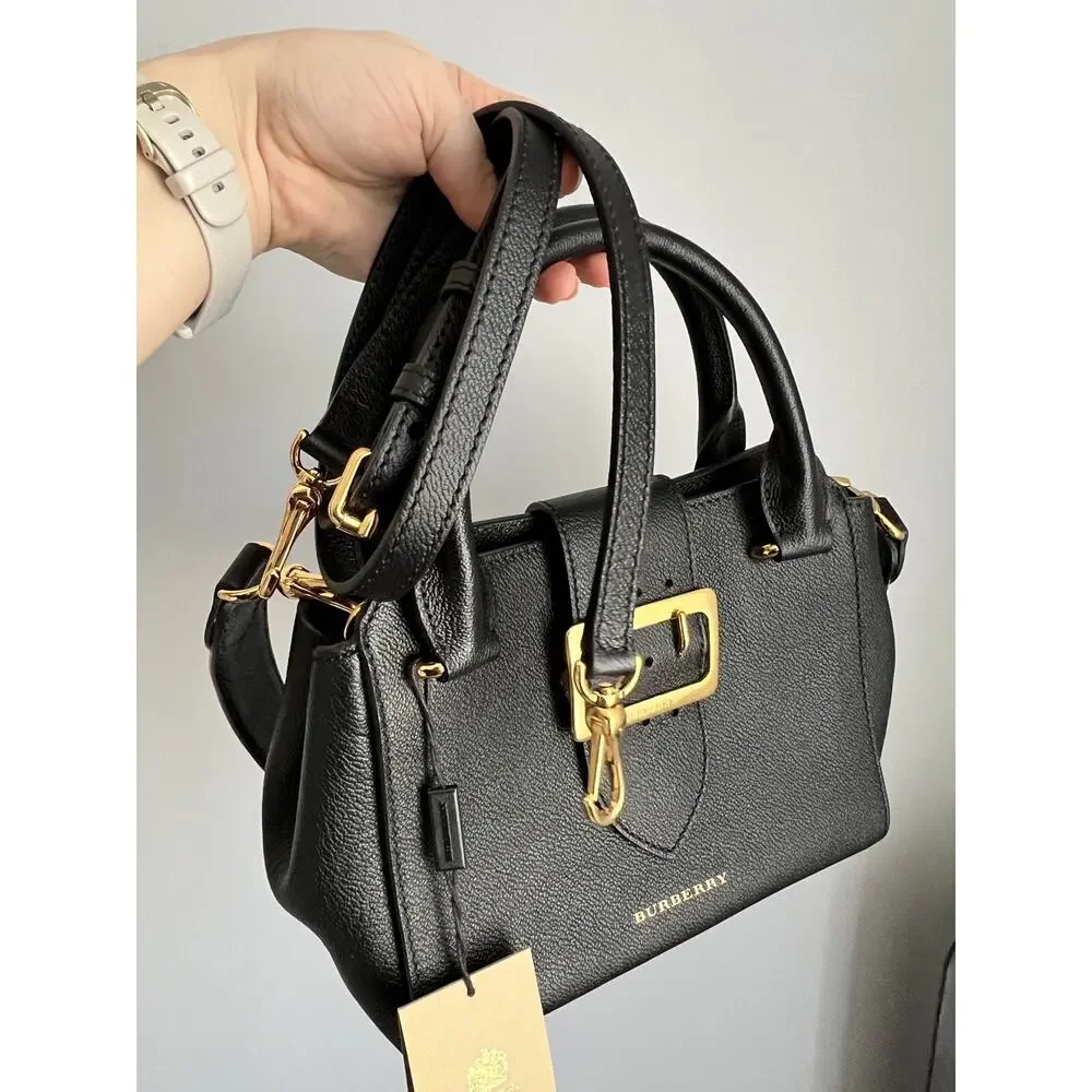 Burberry Black Grainy Leather Small Buckle Tote Bag - Picture 6 of 16